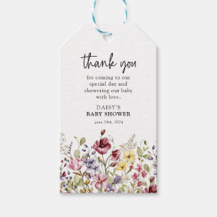 Baby shower van zoete wilde bloemen cadeaulabel