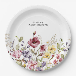 Baby shower van zoete wilde bloemen papieren bordje