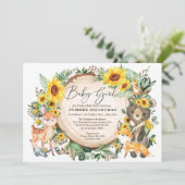 Baby shower van zonnebloempitten en bosdieren kaart (Staand voorkant)