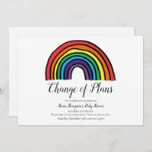 Baby shower Verandering van Plannen Modern Script  Kaart (Voorkant / Achterkant)