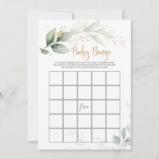 Baby shower verdoyant Bingo/Traits Jeux Invitation (Devant)