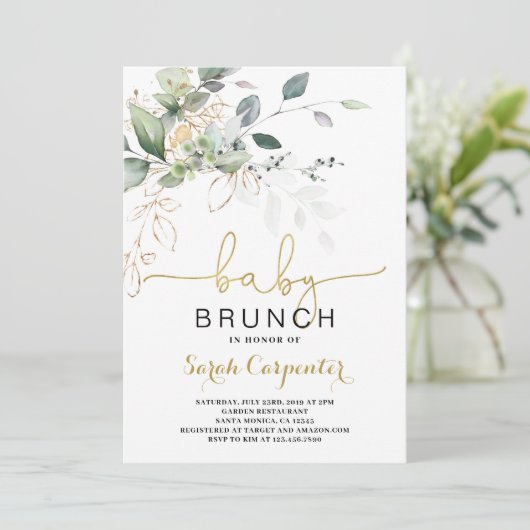 Baby shower verdoyant Brunch invitation (Debout devant)