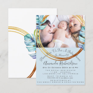 Baby shower Verjaardagsfoto Pastel Blauw krans Kaart