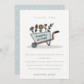 Baby shower vers geïmpliceerd blauw karton bedankkaart (Voorkant / Achterkant)