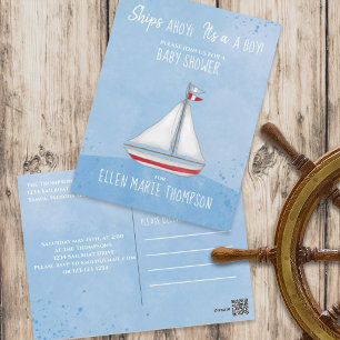 Baby shower verscheept hoy Het is een jongen Eenvo Briefkaart