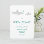 Baby shower vert animal de requin mou Invitation (Debout devant)