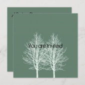 Baby shower vert Arbres blancs Invitations (Devant / Derrière)