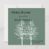 Baby shower vert Arbres blancs Invitations (Dos)