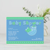 Baby shower Vert Bleu Plat Invitation (Debout devant)
