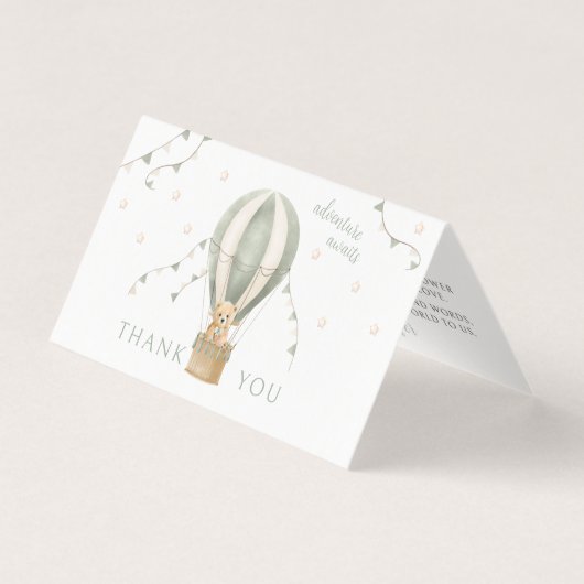 Baby shower vert d'aventure Merci pliable (Front)