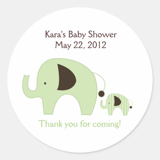 Baby shower vert Dottie Elephant Favoriser Sticker (Devant)