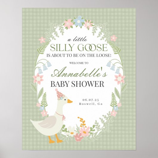 Baby shower vert En vichy oie soie Affiche de bien (Devant)