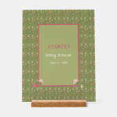 Baby shower vert et rose aux oiseaux mignons (Recto)
