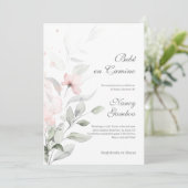 Baby shower vert et rose fleur invitation (Debout devant)