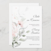 Baby shower vert et rose fleur invitation (Devant / Derrière)