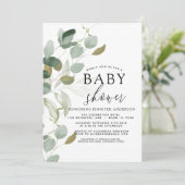 Baby shower vert Eucalyptus Invitation (Debout devant)