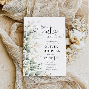 Baby shower vert Eucalyptus Leaf Invitation