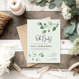 Baby shower vert moderne par Mail Invitation