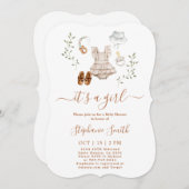 Baby shower Vêtements bébé Invitation fille (Devant / Derrière)