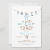 Baby shower Vêtements pour bébés Invitation - Bleu (Devant)