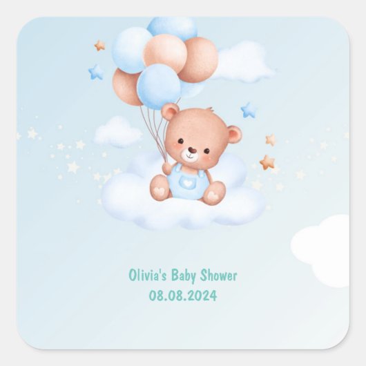 BABY SHOWER VIERKANTE STICKER (Voorkant)