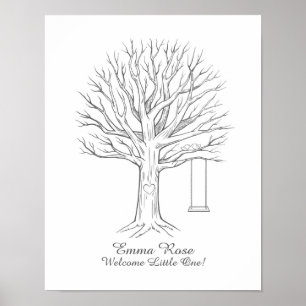 Baby Shower Vingerafdruk Boom Gastboek Poster