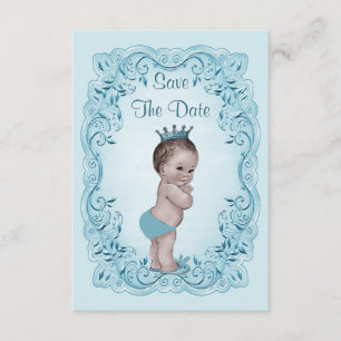 Baby shower vintage bleu de prince Save The Date
