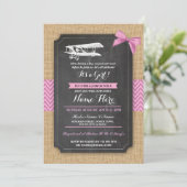 Baby shower vintage Fille Invitation en bois (Debout devant)