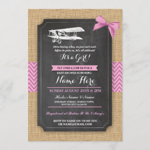Baby shower vintage  Fille Invitation en bois