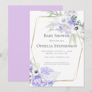 BABY SHOWER Violet Anemone Floral Kaart