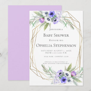 BABY SHOWER   Violet Anemone Floral Kaart