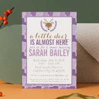 Baby shower violet Camo Little Deer Invitation