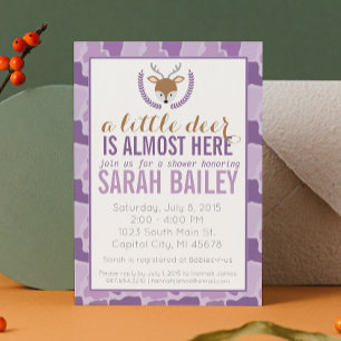 Baby shower violet Camo Little Deer Invitation