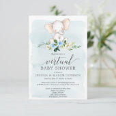 Baby shower virtuel Blue Elephant Invitation (Debout devant)