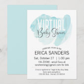 Baby shower virtuel Blue Watercolor Invitation (Devant / Derrière)