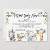 Baby shower virtuel léger violet Safari Invitation (Devant)