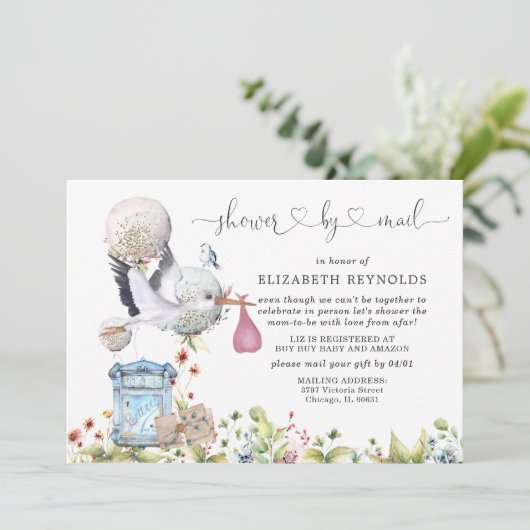 Baby shower virtuel par invitation par courrier (Debout devant)