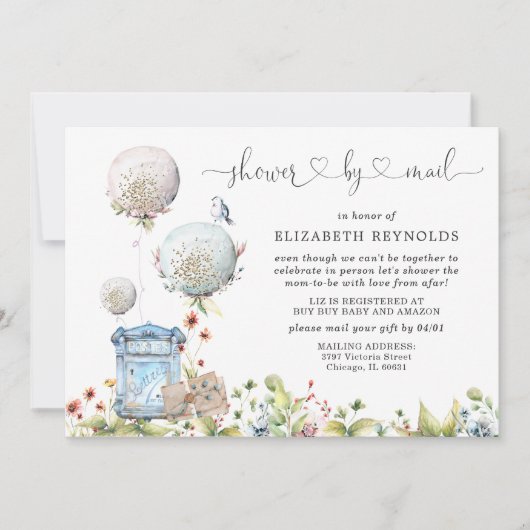 Baby shower virtuel par invitation par courrier (Devant)