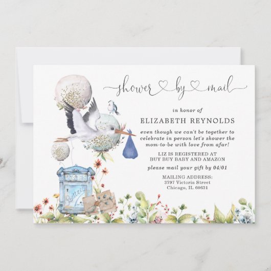 Baby shower virtuel par invitation par courrier (Devant)