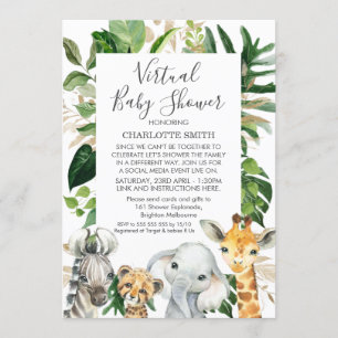 Baby shower virtuel Safari Foliage Invitation