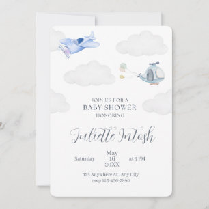 Baby Shower Vliegtuig Uitnodiging
