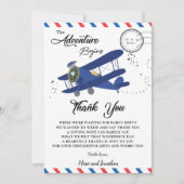 Baby shower vliegtuigblauw Bedankkaart (Voorkant)