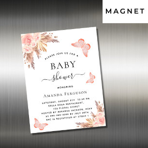 Baby shower vlinder pampas - magneet