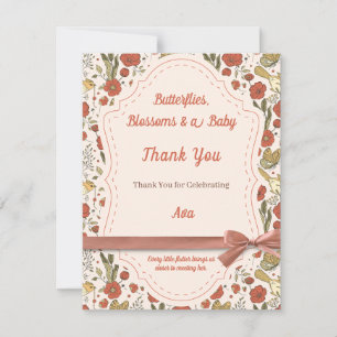Baby Shower Vlinders & Bloesems Poëtisch Bloemmo Bedankkaart