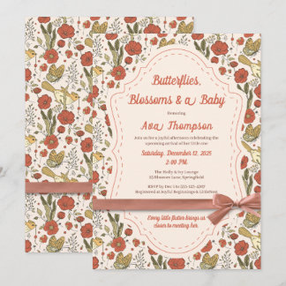Baby Shower | Vlinders & Bloesems Poëtisch Bloemmo Kaart