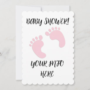 BABY SHOWER VOETVOET PRINTS SCRIPT UITNODIGINGEN