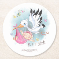 *~* Baby shower Vogels Stork Baby Girl Flowers