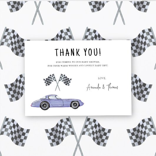 Baby-Shower voiture de course - merci