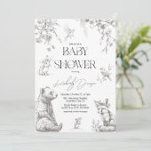 Baby shower voor Antiek bosdieren Kaart (Staand voorkant)