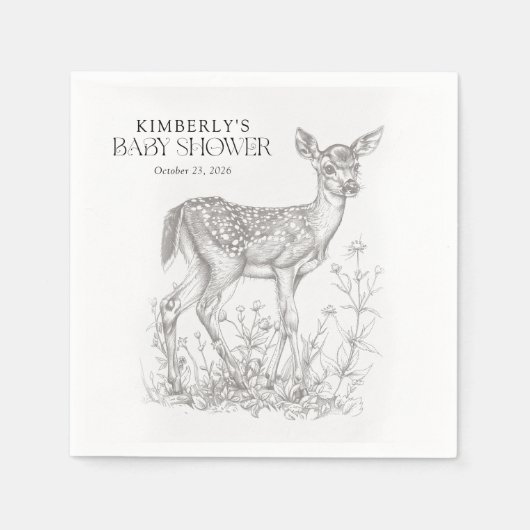 Baby shower voor Antiek bosdieren Servet (Voorkant)